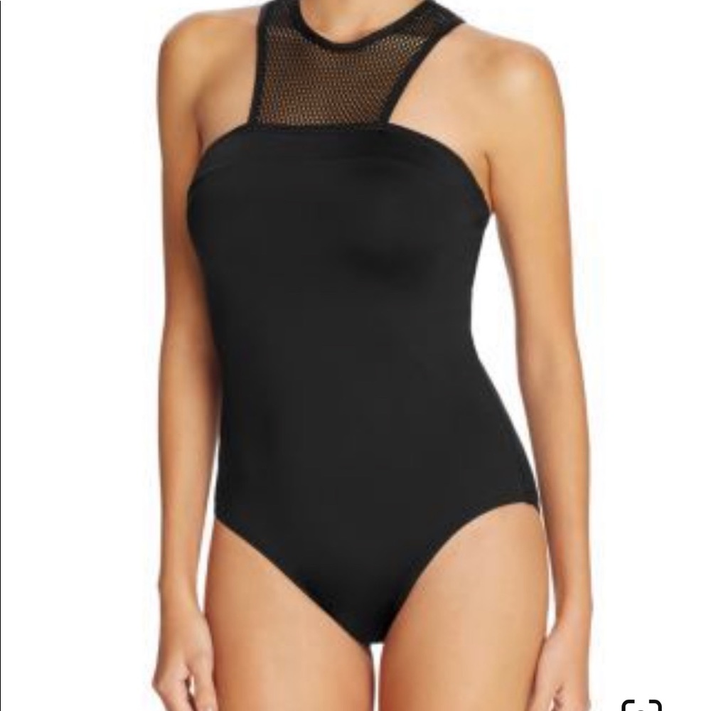 Carmen Marc Valvo High Neck Mesh Swimsuit - New Without Tags - Size 8